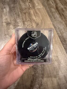 NHL Nations Face-Off Official Game Puck - Black with Multicolor Logo